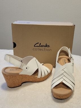 Clarks Giselle Ivy Wedge Sandals, NIB